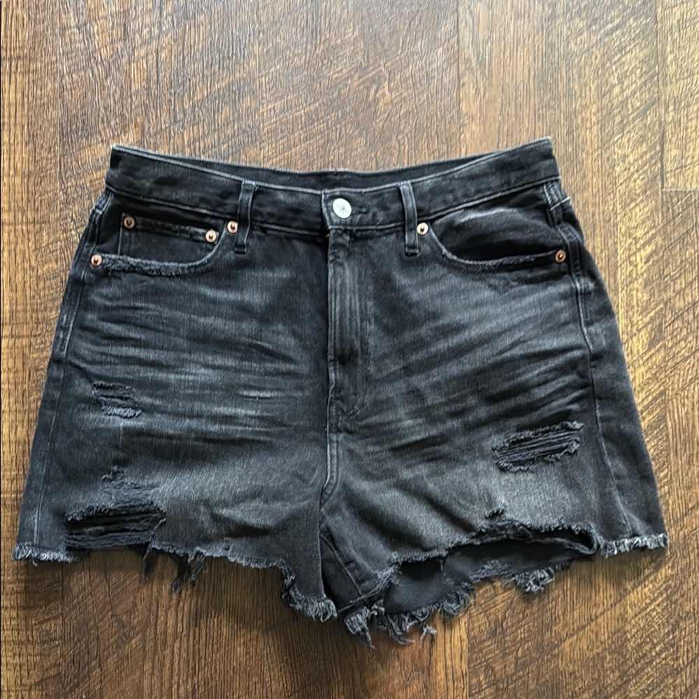 American Eagle Outfitters Black Distressed Jean Shorts